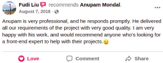 client review on facebook for Anupam Mondal