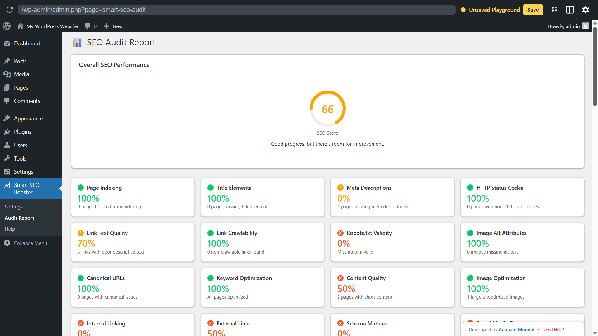 Smart SEO Booster SEO audit report